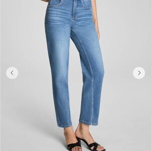 SPANX Light Blue High-Rise Straight Leg Jeans